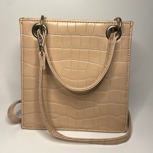 Salmon colored Faux Croc Printed Crossbody Purse - Olivia Miller